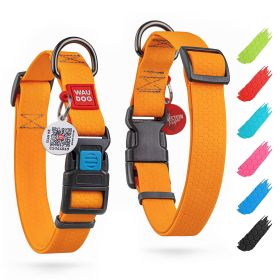 Orange Waterproof Dog Collar Adjustable 14-23 inch Neck x 1 inch Wide with Plastic Buckle for Large Small and Medium Dogs