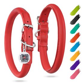 Red Ultra Soft Rolled Leather Dog Collar for Small Dogs 10-13 inch Soft Padded Dog Collars for Male and Female Dog Collar