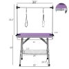 36" Folding Dog Pet Grooming Table Stainless Steel Frame Rubber Mat on Board with Adjustable Arm and Clamps pet dog Cat Grooming Table (PURPLE COLOR)