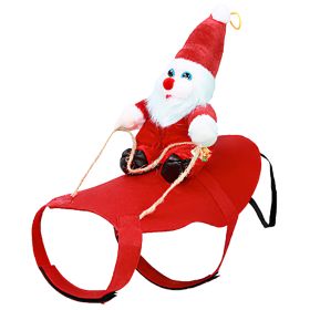 Pet Christmas Costumes Red Winter Coat for Dog Riding Santa Claus with Bell Clothes New Year Outfit Cosplay Costumes Party Dress Up For Cats (Option: S)