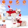 Pet Christmas Costumes Red Winter Coat for Dog Riding Santa Claus with Bell Clothes New Year Outfit Cosplay Costumes Party Dress Up For Cats