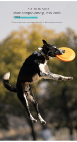 Bite-resistant Frisbee dog training Frisbee pet toy EVA floating interactive toy (Color: Orange large (235mm), size: 30cm with zipper)