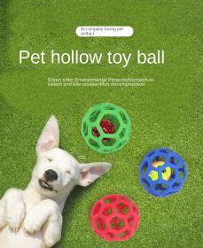 Dog toy hollow ball bite-resistant elastic rubber ball bell pet toy; Jingle Bell Toy Ball (colour: blue, size: Hollow ball (with tennis ball))