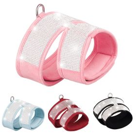 Pet Harness For Dog & Cat; Rhinestone Soft Cat Harness; Soft Dog Vest Harness For Outdoor Walking (Color: Red, size: L)