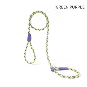 Dog Rope Pet Pulling Rope Puppy Strap Traction Rope Heavy Duty Belt Large Dog Leash Dog Collar Strap Dog Training Pet Harness Hands-Free Leash For Sma (Color: Green Purple, size: 1.8x1)