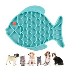 Silicone Lick Mat For Pet Dogs Slow Food Plate Rice Bowl For Small Medium Dog Anti Gulping Choking Feeder Puppy Treat Dispenser (Color: Blue)