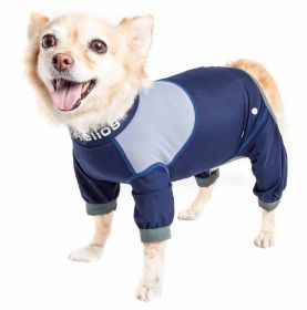 Dog Helios 'Tail Runner' Lightweight 4-Way-Stretch Breathable Full Bodied Performance Dog Track Suit (Color: Blue, size: small)