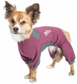 Dog Helios 'Rufflex' Mediumweight 4-Way-Stretch Breathable Full Bodied Performance Dog Warmup Track Suit (Color: Pink, size: X-Small)