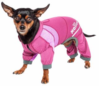 Dog Helios 'Namastail' Lightweight 4-Way Stretch Breathable Full Bodied Performance Yoga Dog Hoodie Tracksuit (Color: Pink, size: X-Small)