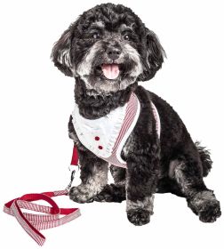 Pet Life Luxe 'Spawling' 2-In-1 Mesh Reversed Adjustable Dog Harness-Leash W/ Fashion Bowtie (Color: Red, size: small)