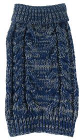 Classic True Blue Heavy Cable Knitted Ribbed Fashion Dog Sweater (size: small)