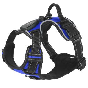 Light Up Dog Harness Rechargeable LED Dog Harness No Pull Lighted Dog Vest with Handle for Small/Medium/Large Dogs (Color: Dark Blue, size: S)