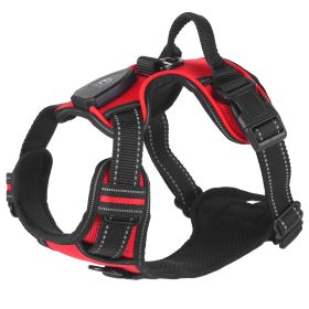 Light Up Dog Harness Rechargeable LED Dog Harness No Pull Lighted Dog Vest with Handle for Small/Medium/Large Dogs (Color: Red, size: XL)