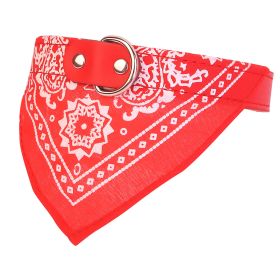 Adjustable Bandana Leather Pet Collar Triangle Scarf (Option: Red_L)