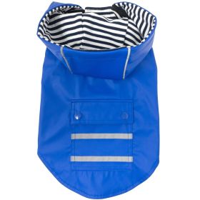 Slicker Raincoat with Striped Lining (Color: Cobalt Blue, size: large)