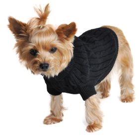 Dog Cable Knit 100% Cotton Sweater (Color: Jet Black, size: small)